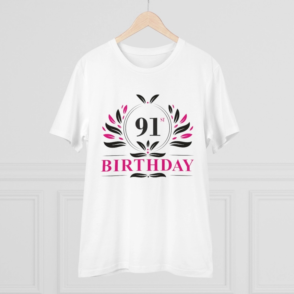 Generic Men's PC Cotton 91st Birthday Printed T Shirt (Color: White, Thread Count: 180GSM) - Image 3