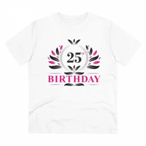 Generic Men's PC Cotton 25th Birthday Printed T Shirt (Color: White, Thread Count: 180GSM)