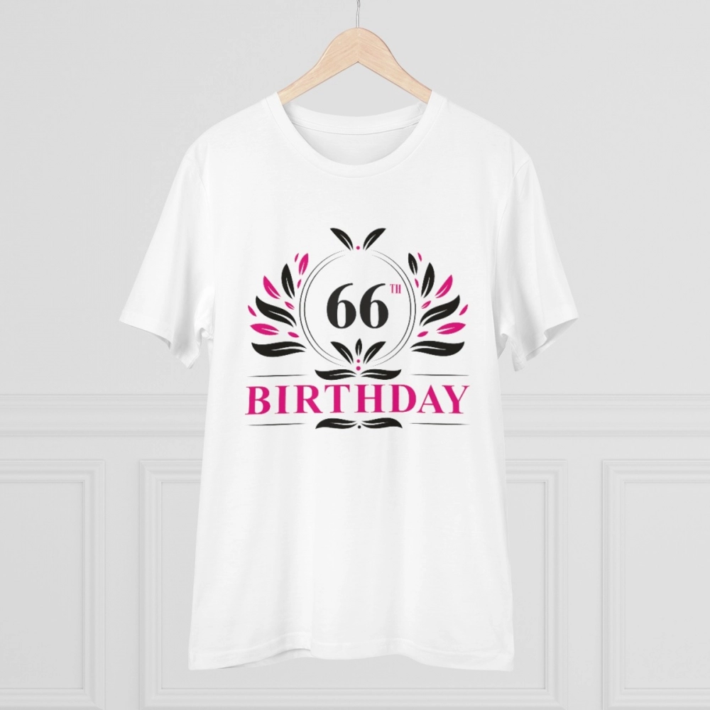 Generic Men's PC Cotton 66th Birthday Printed T Shirt (Color: White, Thread Count: 180GSM) - Image 3