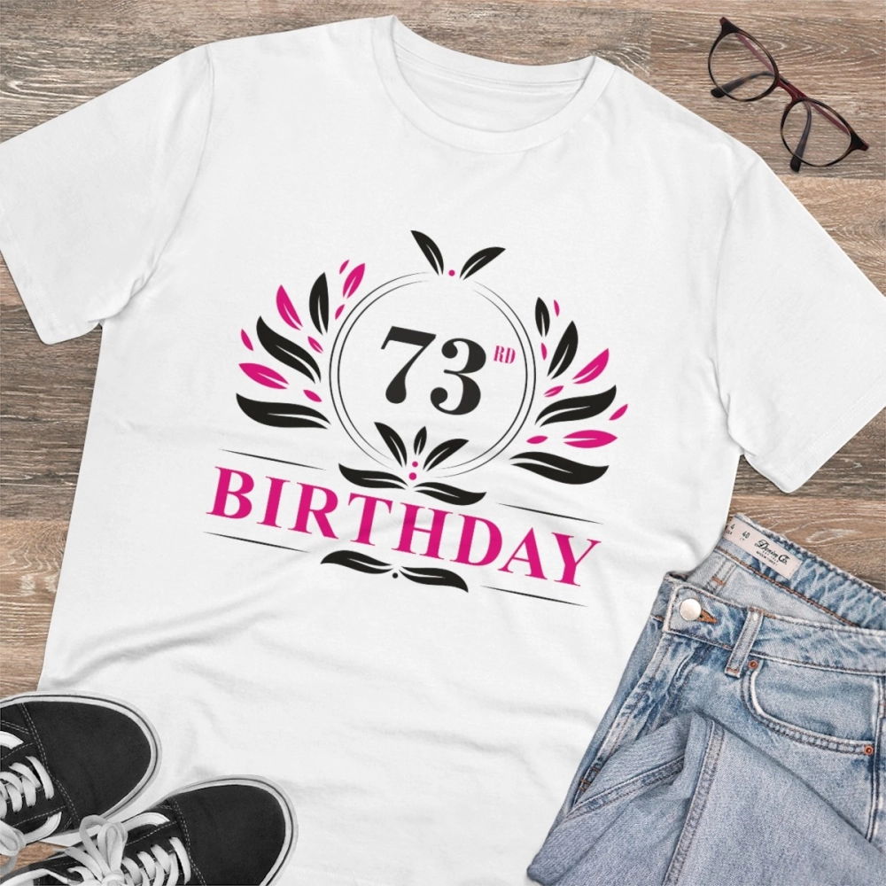Generic Men's PC Cotton 73rd Birthday Printed T Shirt (Color: White, Thread Count: 180GSM) - Image 4