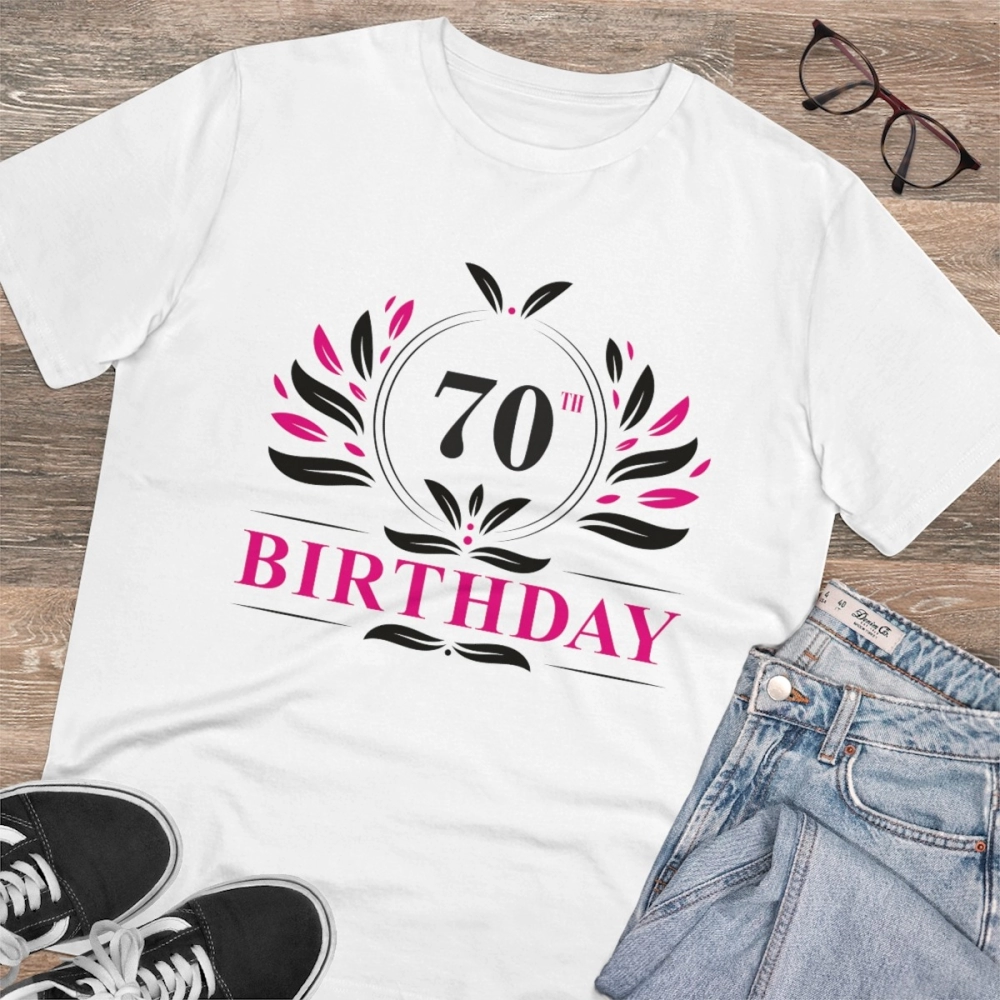 Generic Men's PC Cotton 70th Birthday Printed T Shirt (Color: White, Thread Count: 180GSM) - Image 4
