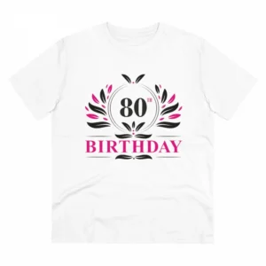 Generic Men's PC Cotton 80th Birthday Printed T Shirt (Color: White, Thread Count: 180GSM)