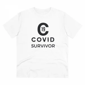 Generic Men's PC Cotton Covid 19 Survivor Printed T Shirt (Color: White, Thread Count: 180GSM)