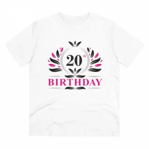 Generic Men's PC Cotton 20th Birthday Printed T Shirt (Color: White, Thread Count: 180GSM)