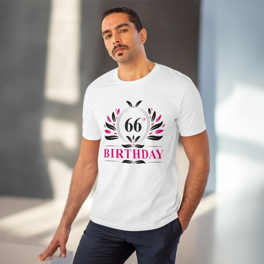 Generic Men's PC Cotton 66th Birthday Printed T Shirt (Color: White, Thread Count: 180GSM) - Image 6