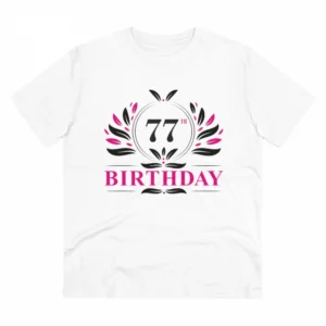 Generic Men's PC Cotton 77th Birthday Printed T Shirt (Color: White, Thread Count: 180GSM)