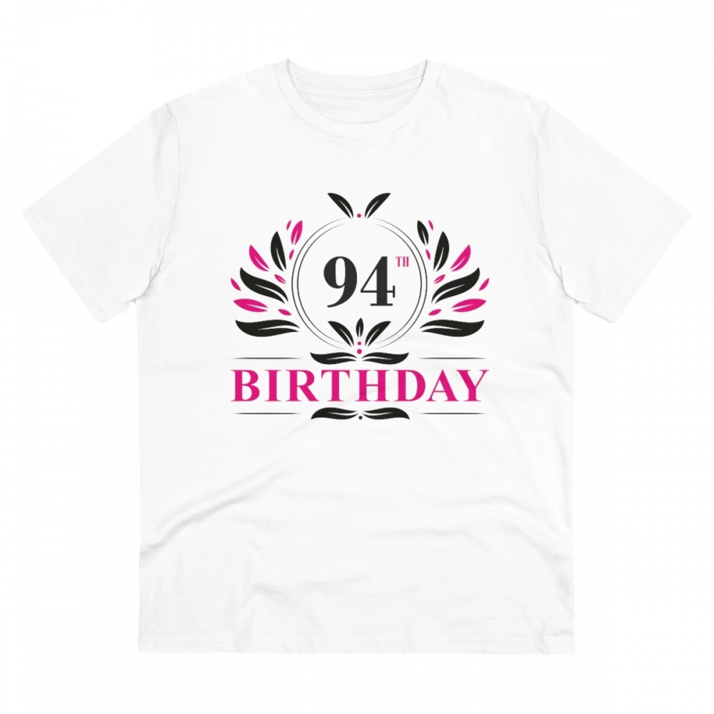 Generic Men's PC Cotton 94th Birthday Printed T Shirt (Color: White, Thread Count: 180GSM)