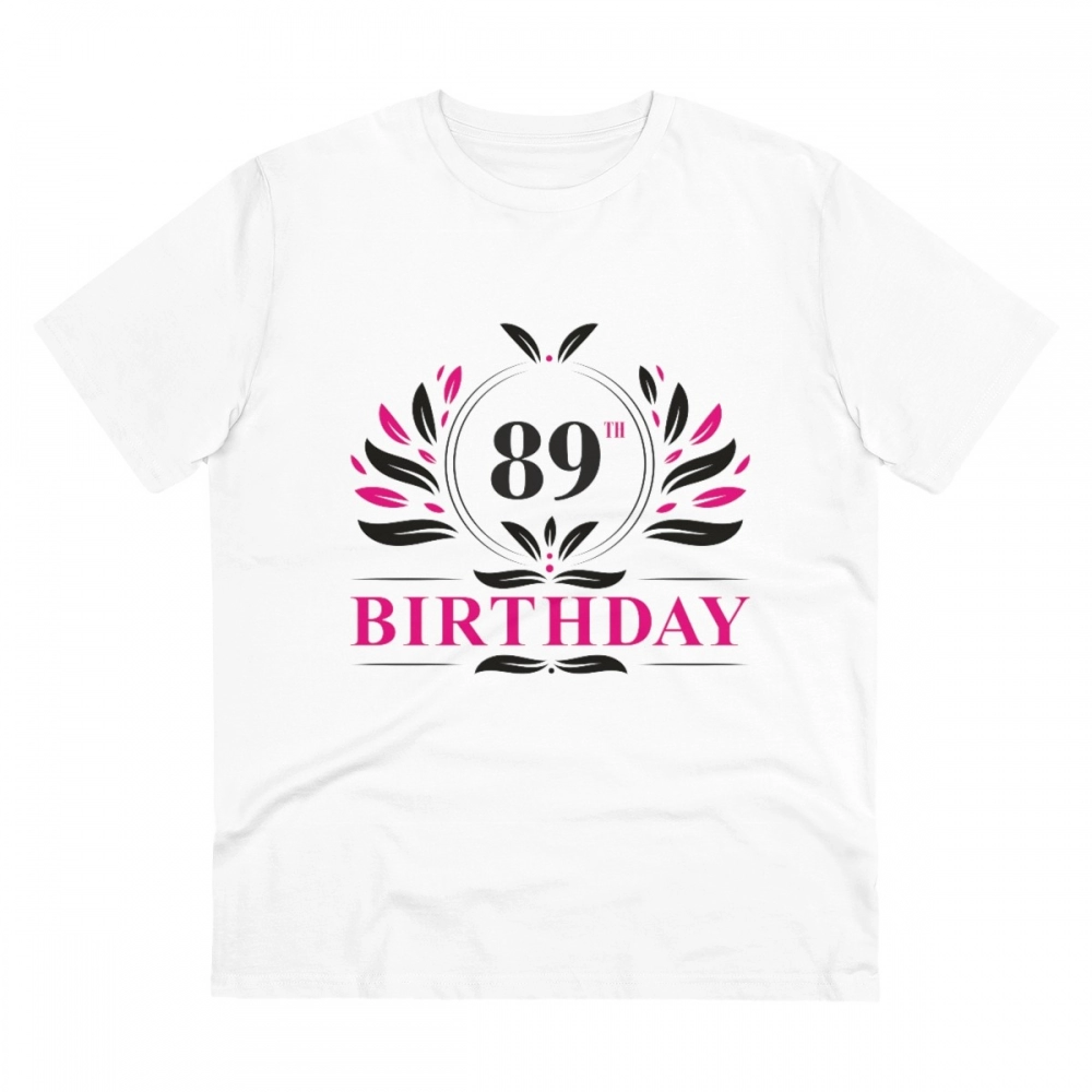 Generic Men's PC Cotton 89th Birthday Printed T Shirt (Color: White, Thread Count: 180GSM)