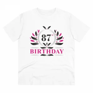 Generic Men's PC Cotton 87th Birthday Printed T Shirt (Color: White, Thread Count: 180GSM)