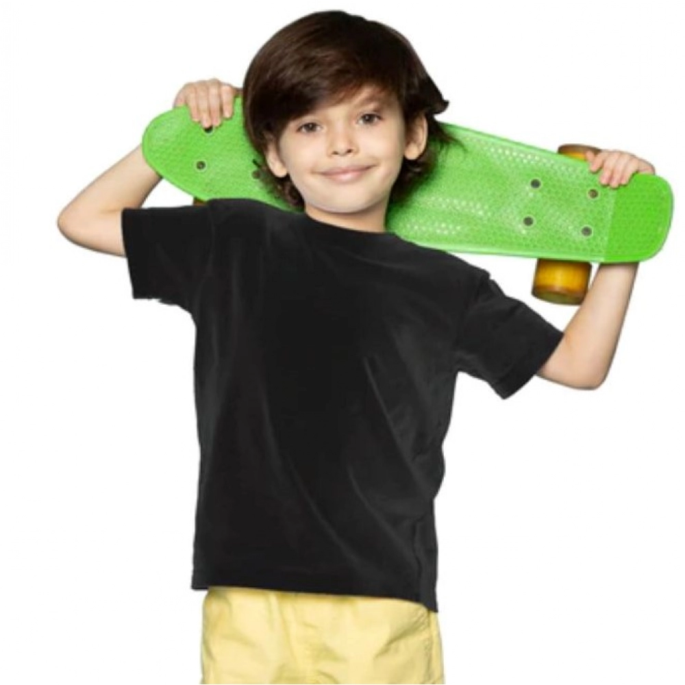 Generic Boys Cotton Plain Half Sleeve TShirt (Black) - Image 5