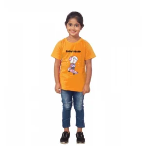Generic Girls Cotton Snow Board Half Sleeve TShirt (Mustard)