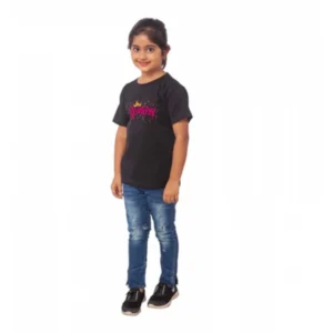 Generic Girls Cotton Princess Half Sleeve TShirt (Black)