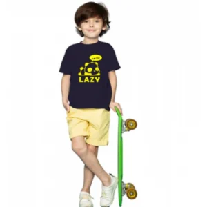 Generic Boys Cotton Lazy Half Sleeve TShirt (Black)