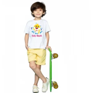 Generic Boys Cotton Baby Shark Half Sleeve TShirt (White)