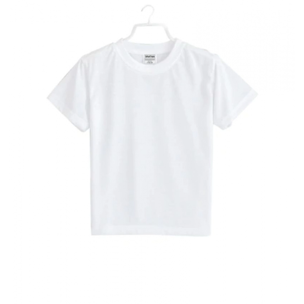 Generic Boys Cotton Plain Half Sleeve TShirt (White) - Image 3