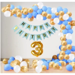 Generic 3Rd Year Decoration Kit For Boy And Girl With Banner And Balloons (Blue)