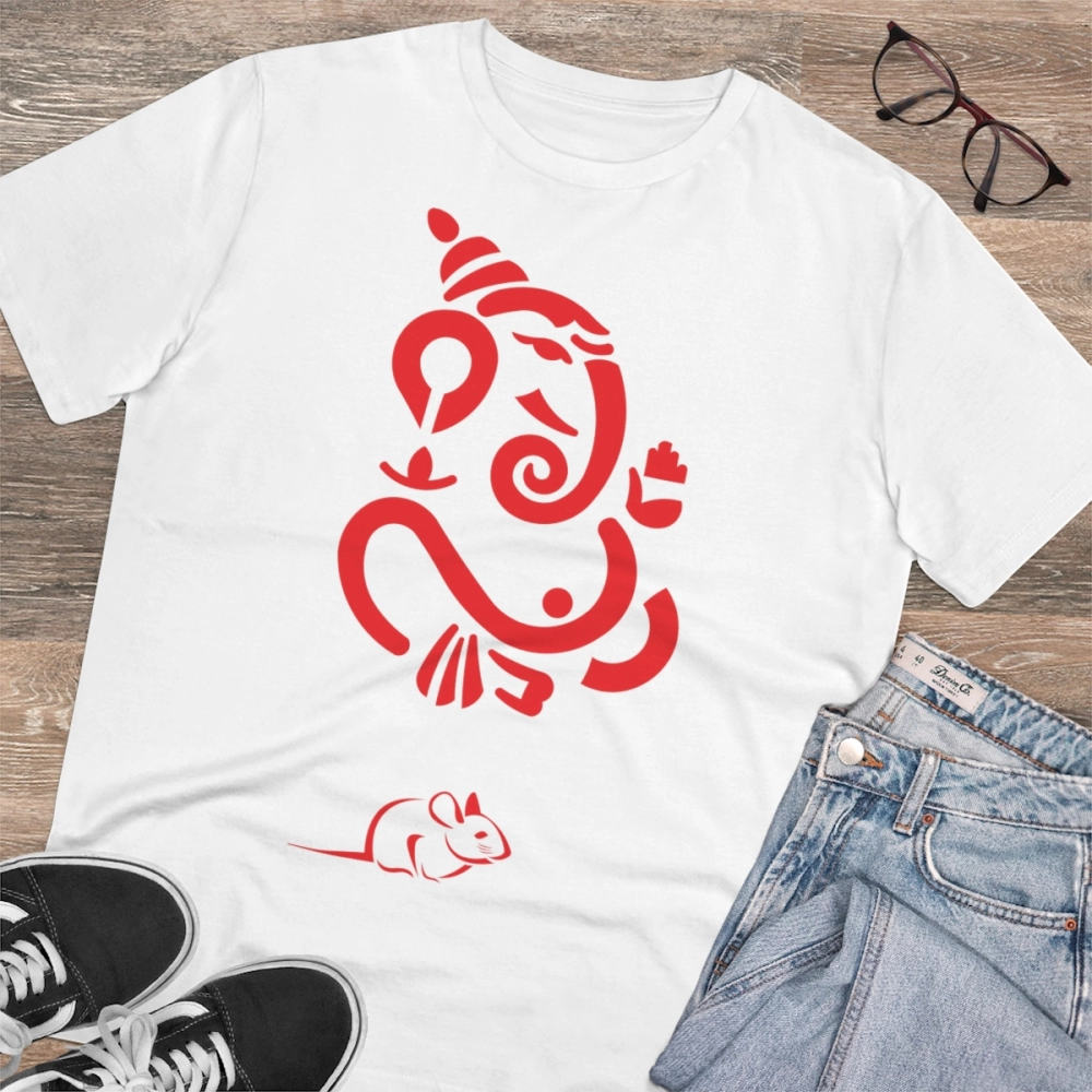 Generic Men's PC Cotton Ganesh Printed T Shirt (Color: White, Thread Count: 180GSM) - Image 3