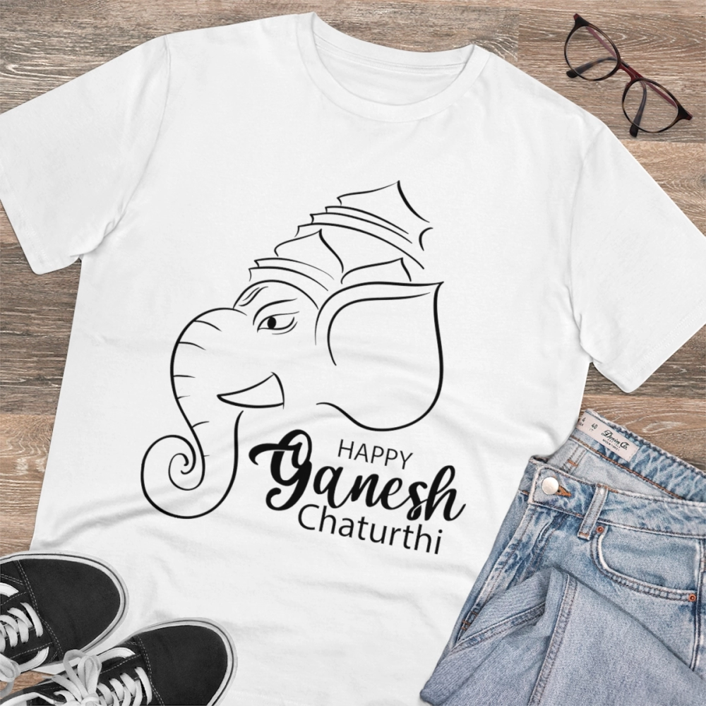 Generic Men's PC Cotton Ganesh Printed T Shirt (Color: White, Thread Count: 180GSM) - Image 3
