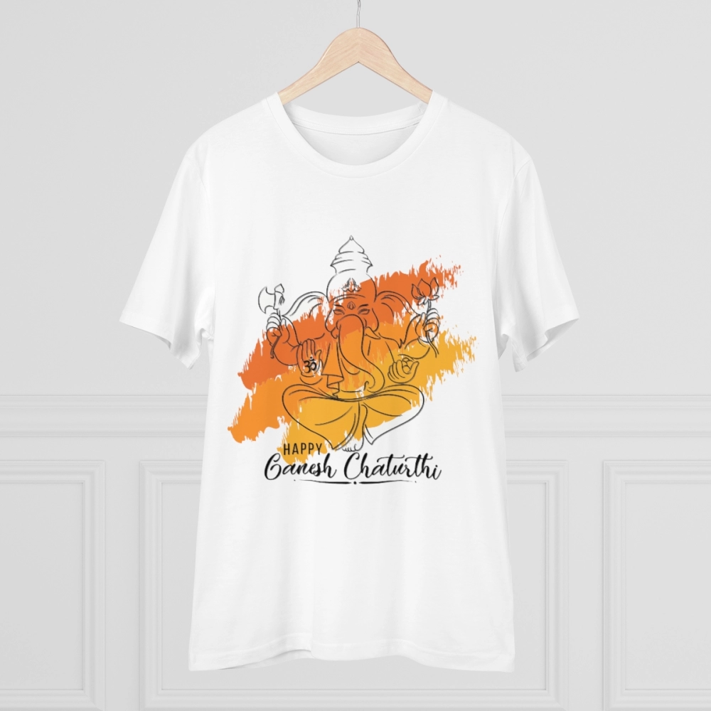 Generic Men's PC Cotton Ganesh Printed T Shirt (Color: White, Thread Count: 180GSM) - Image 2