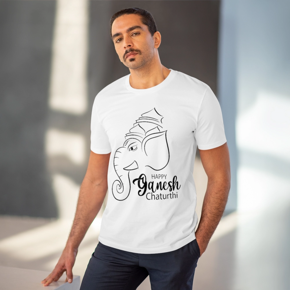 Generic Men's PC Cotton Ganesh Printed T Shirt (Color: White, Thread Count: 180GSM) - Image 5
