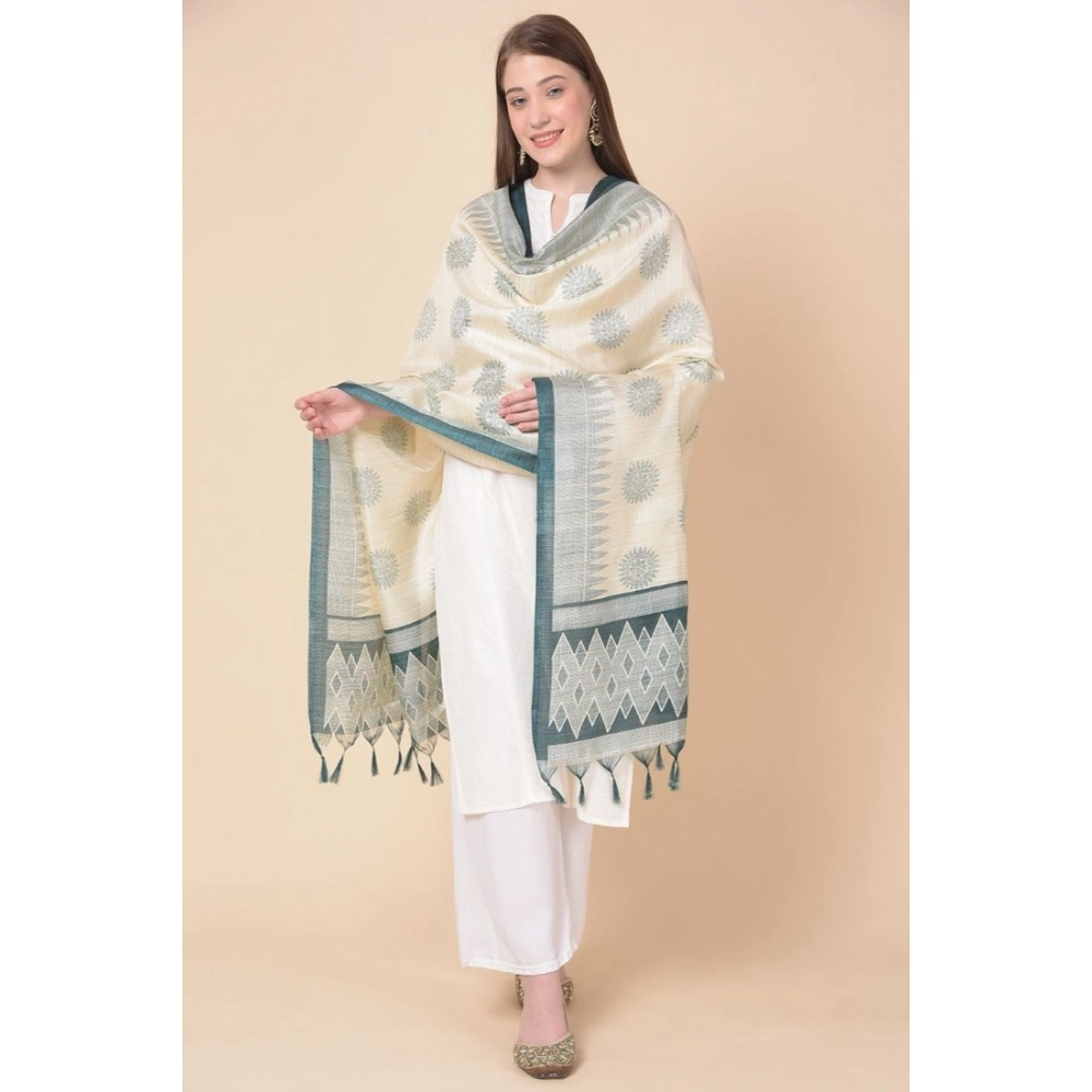 Generic Women's Art Silk Printed Dupatta (Grey, Length: 2.25 to 2.50 Mtr) - Image 3