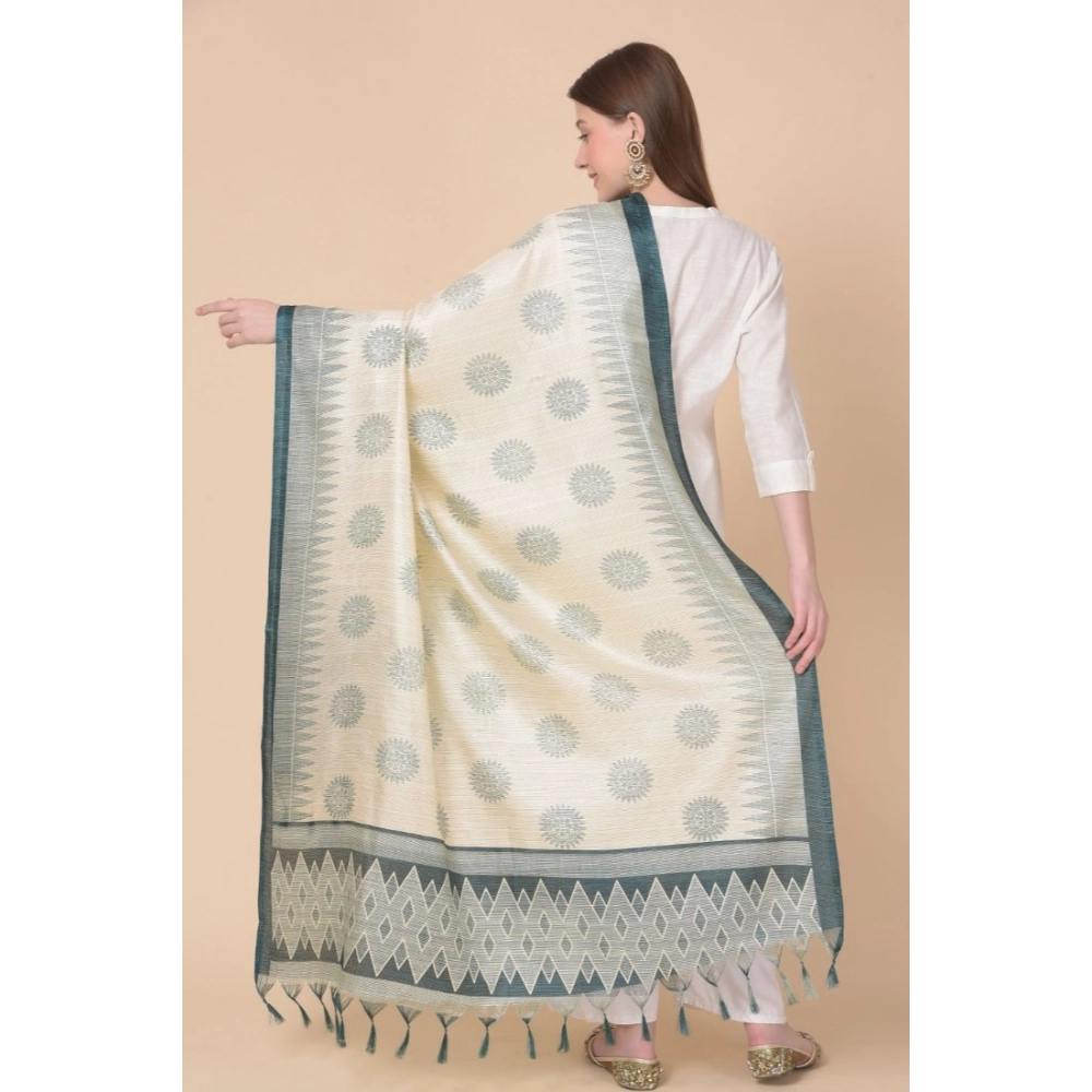 Generic Women's Art Silk Printed Dupatta (Grey, Length: 2.25 to 2.50 Mtr) - Image 5