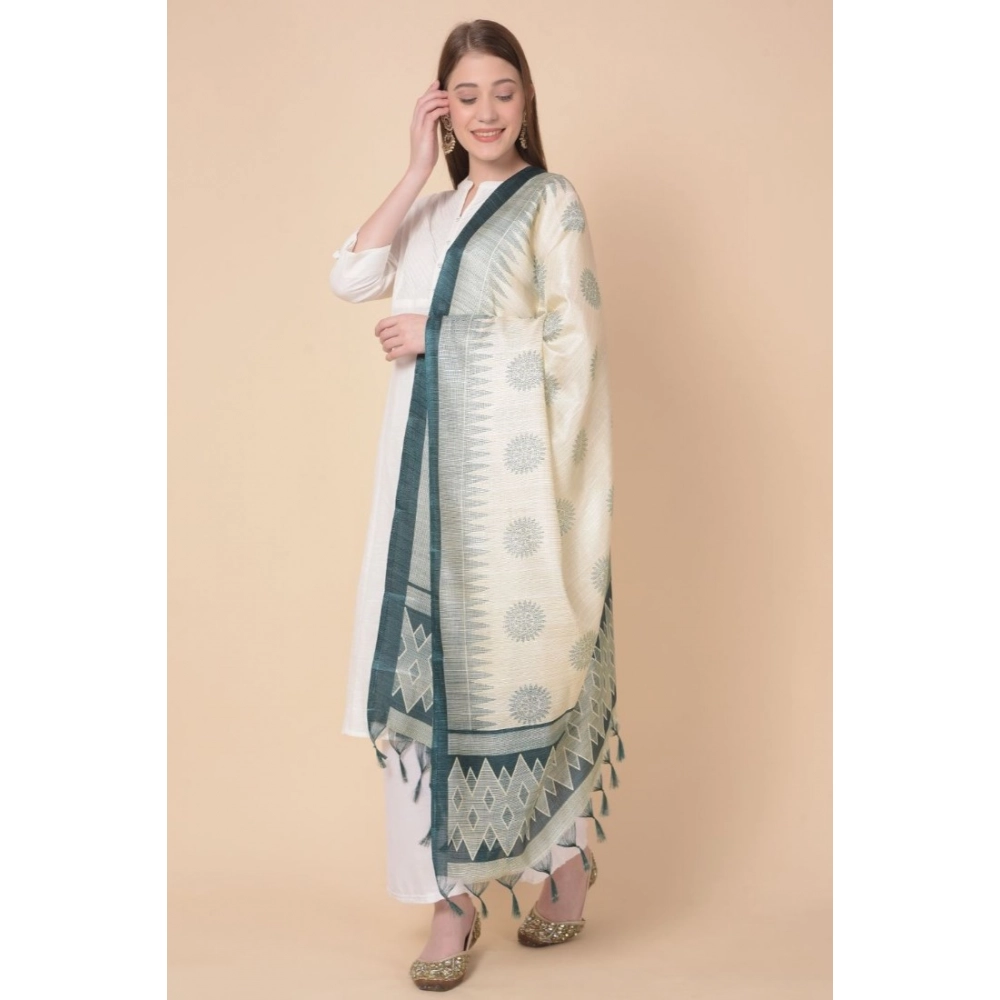 Generic Women's Art Silk Printed Dupatta (Grey, Length: 2.25 to 2.50 Mtr) - Image 2