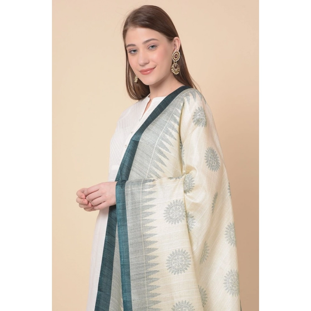 Generic Women's Art Silk Printed Dupatta (Grey, Length: 2.25 to 2.50 Mtr) - Image 4