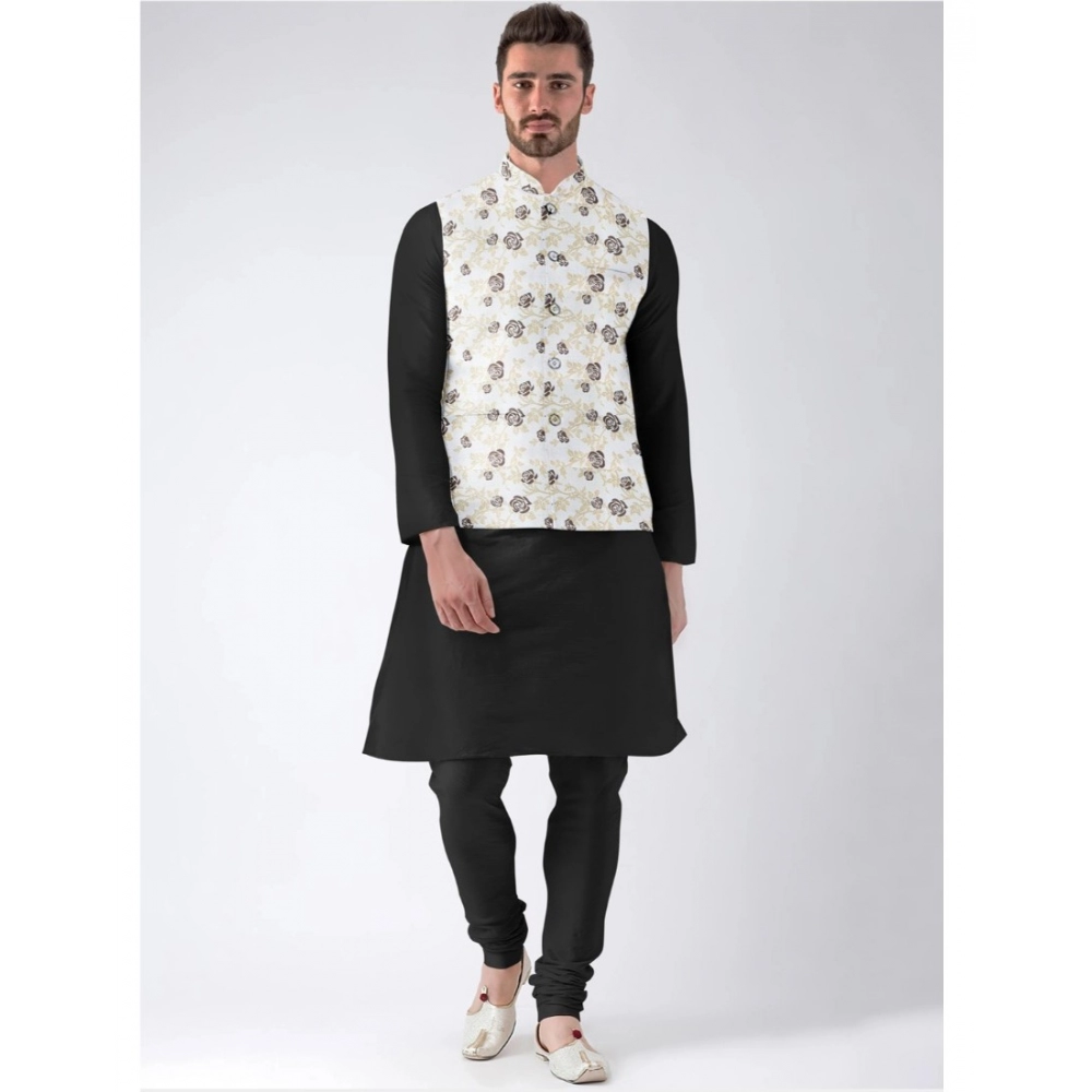 Generic Men's Jacquard Printed Full Sleeve Waistcoat (Beige) - Image 2