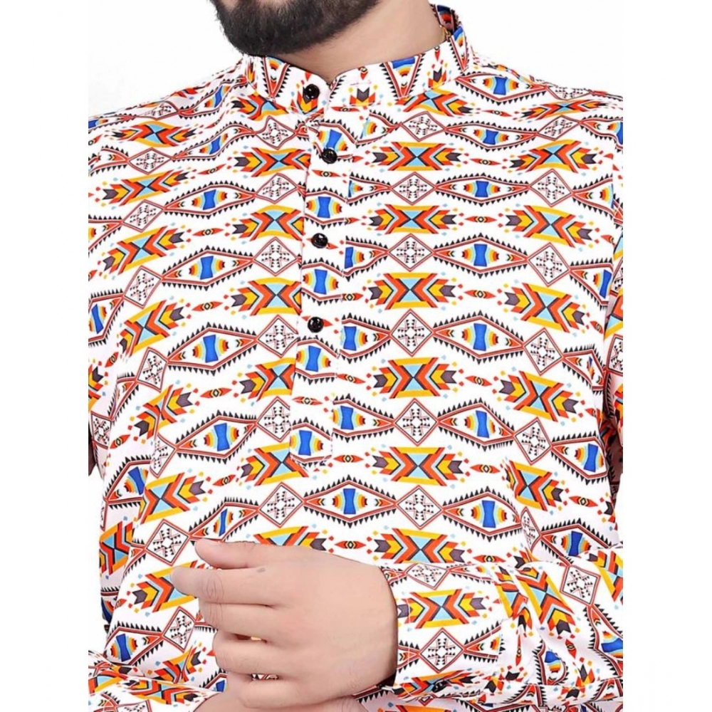 Generic Men's Cotton Blended Printed Full Sleeve Shortkurta (Multicolor) - Image 2