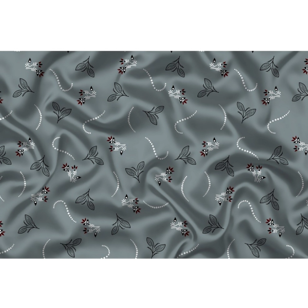 Generic Men's Casual Floral Printed Cotton Blend Unstitched Shirt Fabric 1.6 Mtrs (Grey) - Image 2