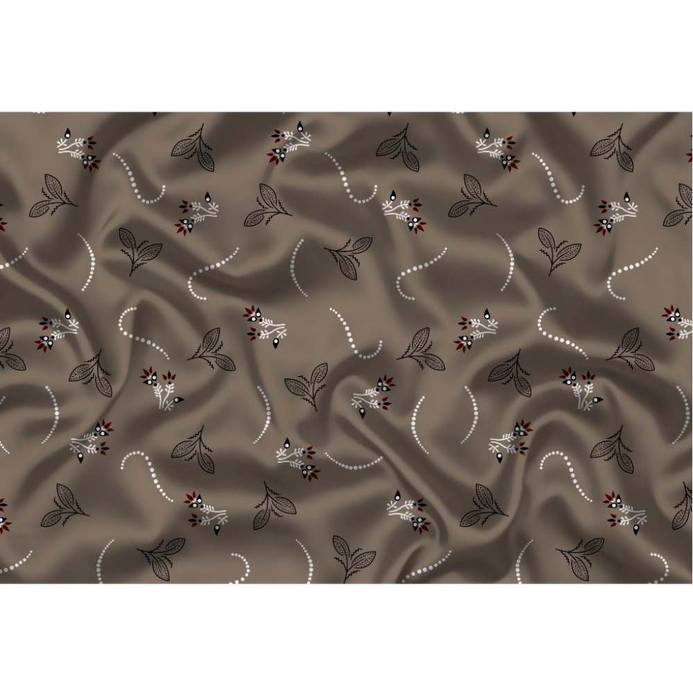 Generic Men's Casual Floral Printed Cotton Blend Unstitched Shirt Fabric 1.6 Mtrs (Brown) - Image 2