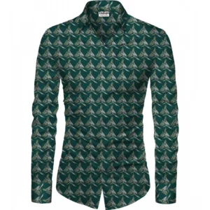 Generic Men's Casual Floral Printed Cotton Blend Unstitched Shirt Fabric 1.6 Mtrs (Dark Green)