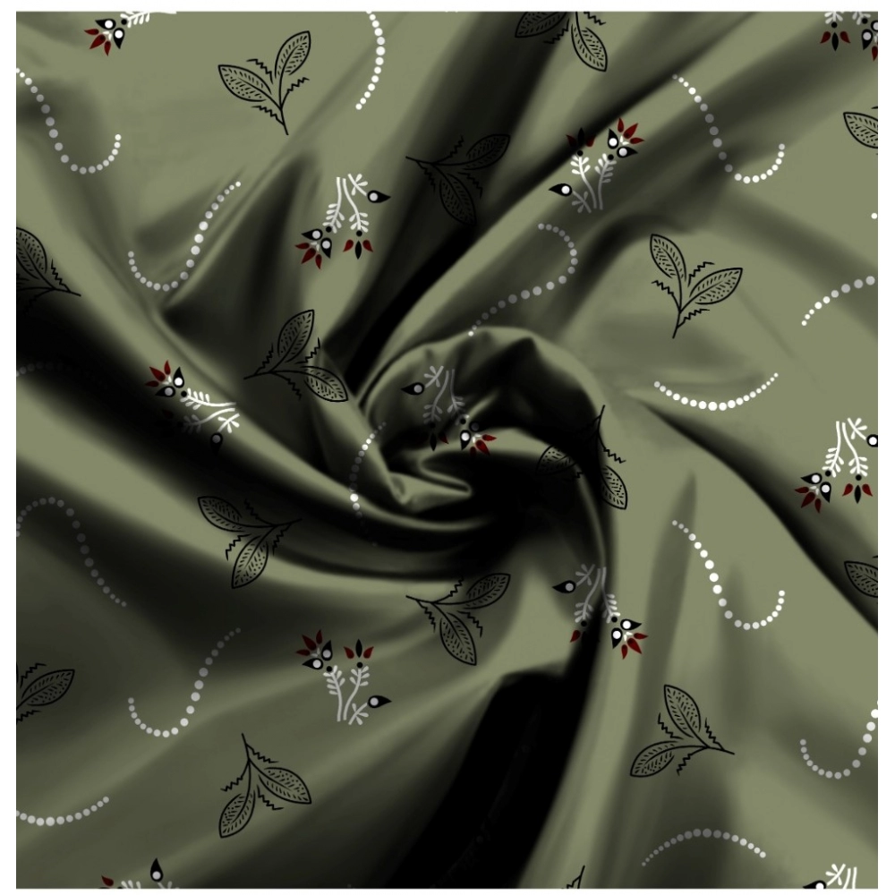 Generic Men's Casual Floral Printed Cotton Blend Unstitched Shirt Fabric 1.6 Mtrs (Green) - Image 2