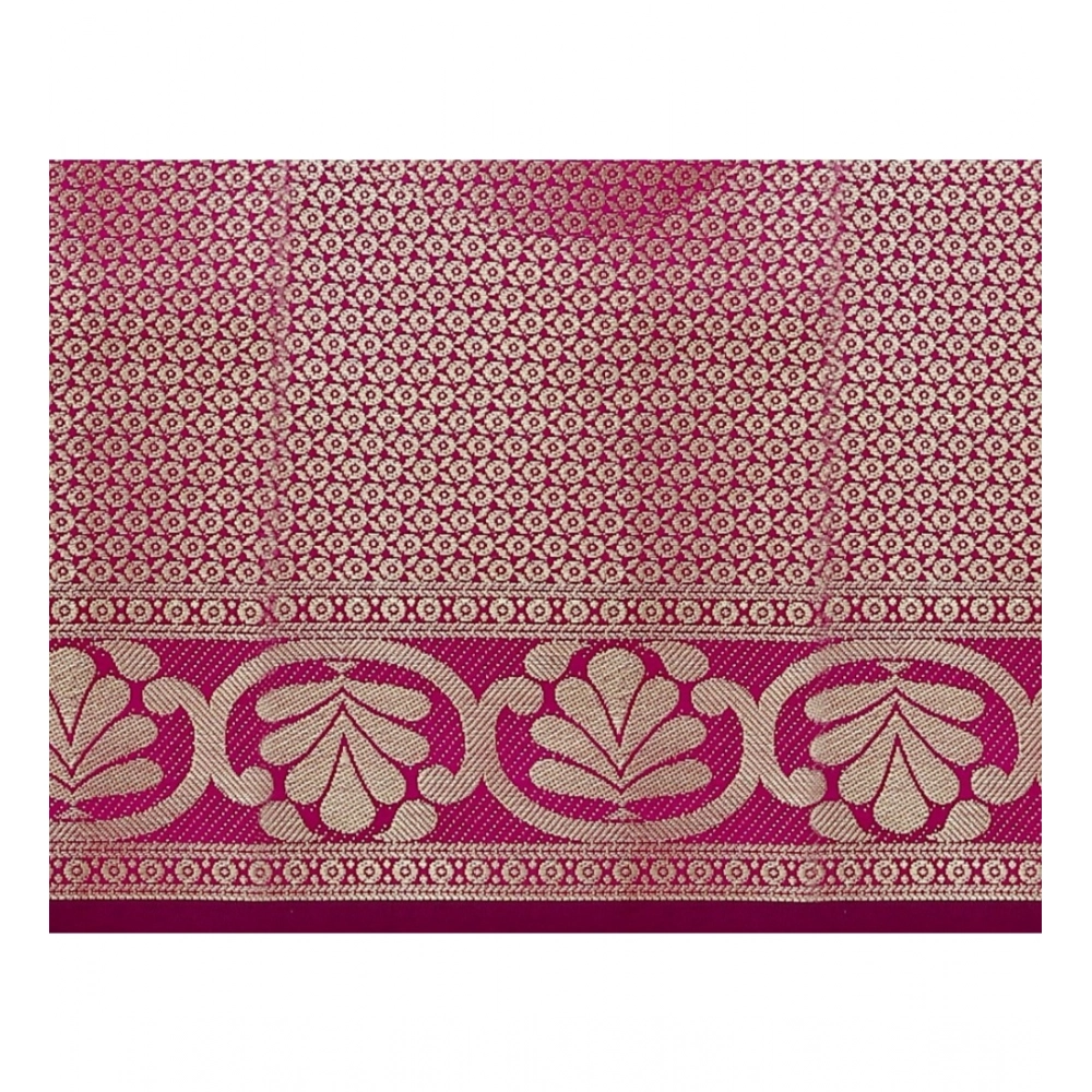 Generic Women's Jacquard Woven Saree With Unstitched Blouse 5.5Mtr (Blue) - Image 2