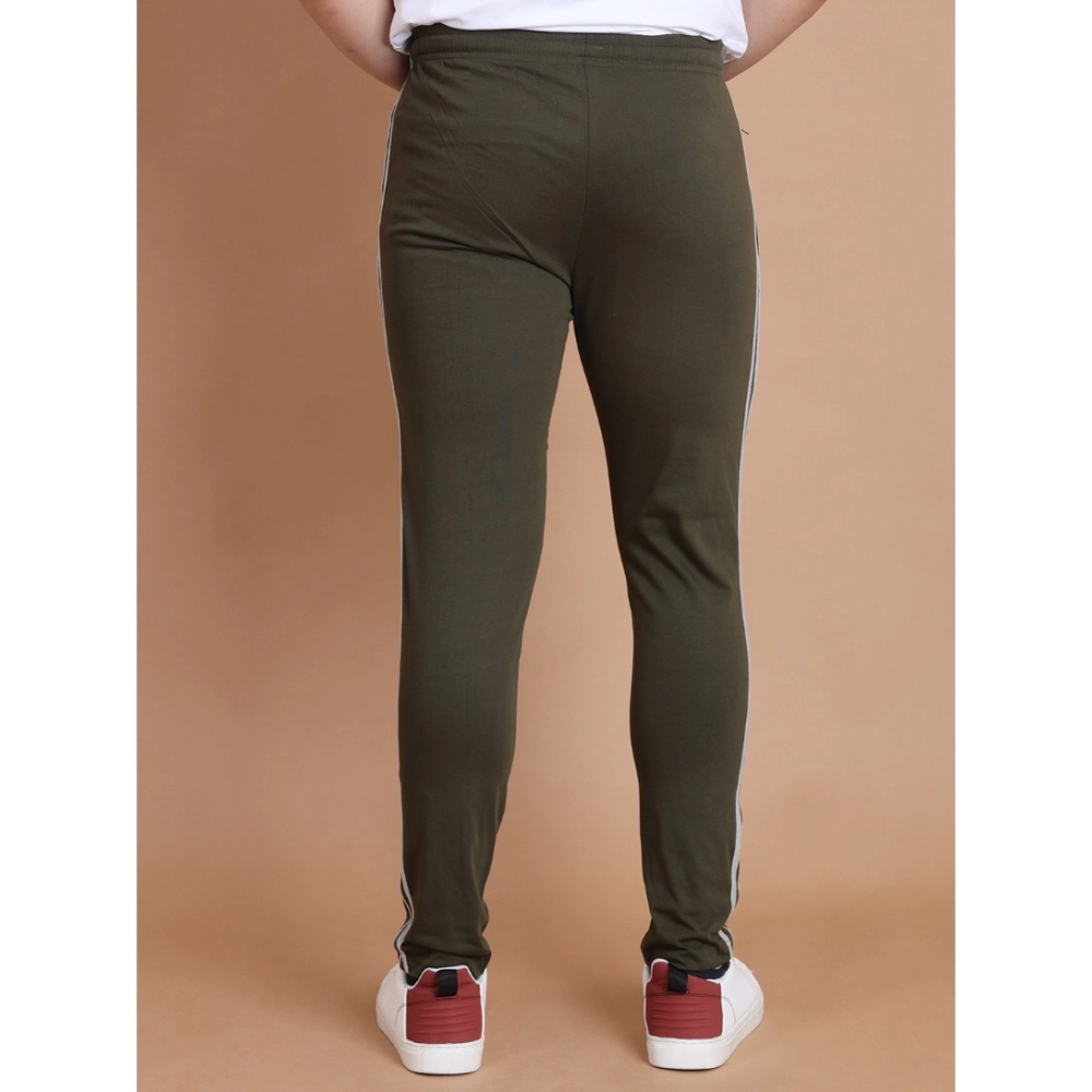 Generic Men's Casual Cotton Striped Full Length Track Pant (olive) - Image 2