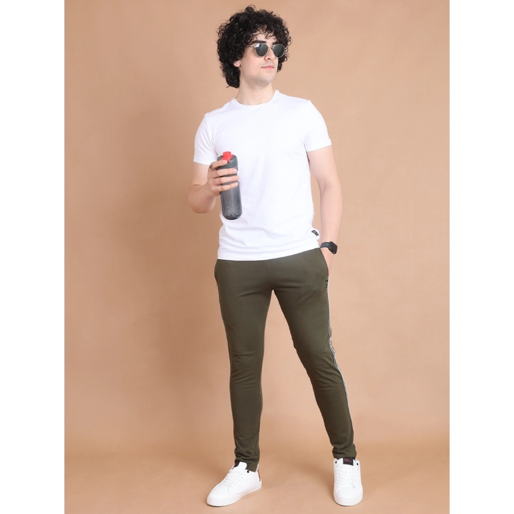 Generic Men's Casual Cotton Striped Full Length Track Pant (olive) - Image 7