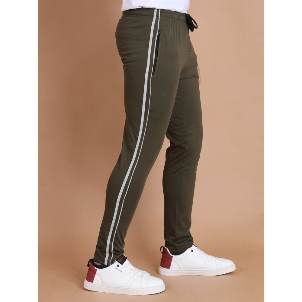 Generic Men's Casual Cotton Striped Full Length Track Pant (olive) - Image 3