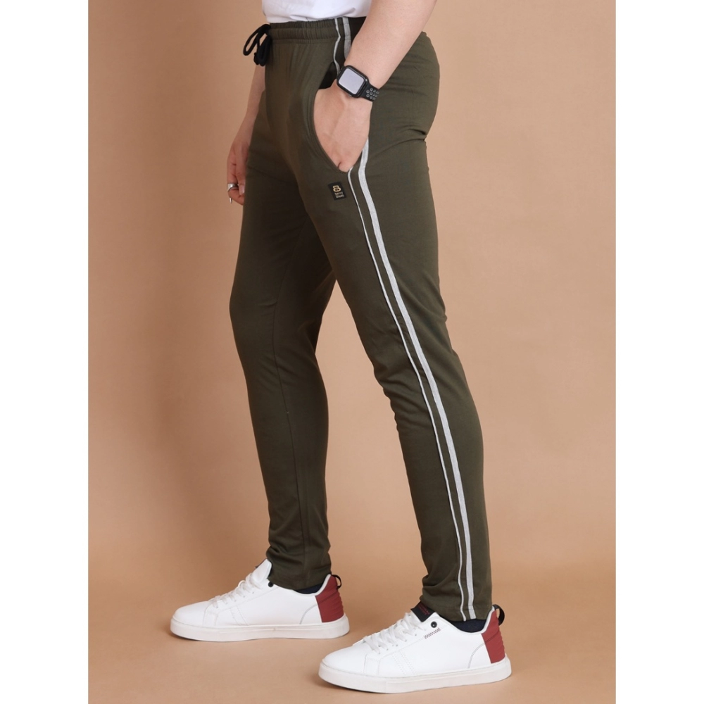 Generic Men's Casual Cotton Striped Full Length Track Pant (olive) - Image 4