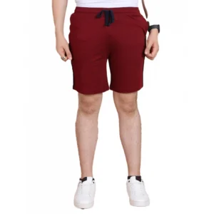 Generic Men's Casual Cotton Striped Above knee Shorts (Maroon)