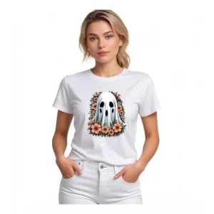 Generic Women's Polyester Solid Printed Round Neck Half Sleeve T-shirt (White)