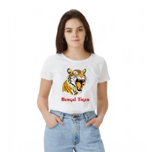 Generic Women's Polyester Solid Printed Round Neck Half Sleeve T-shirt (White)