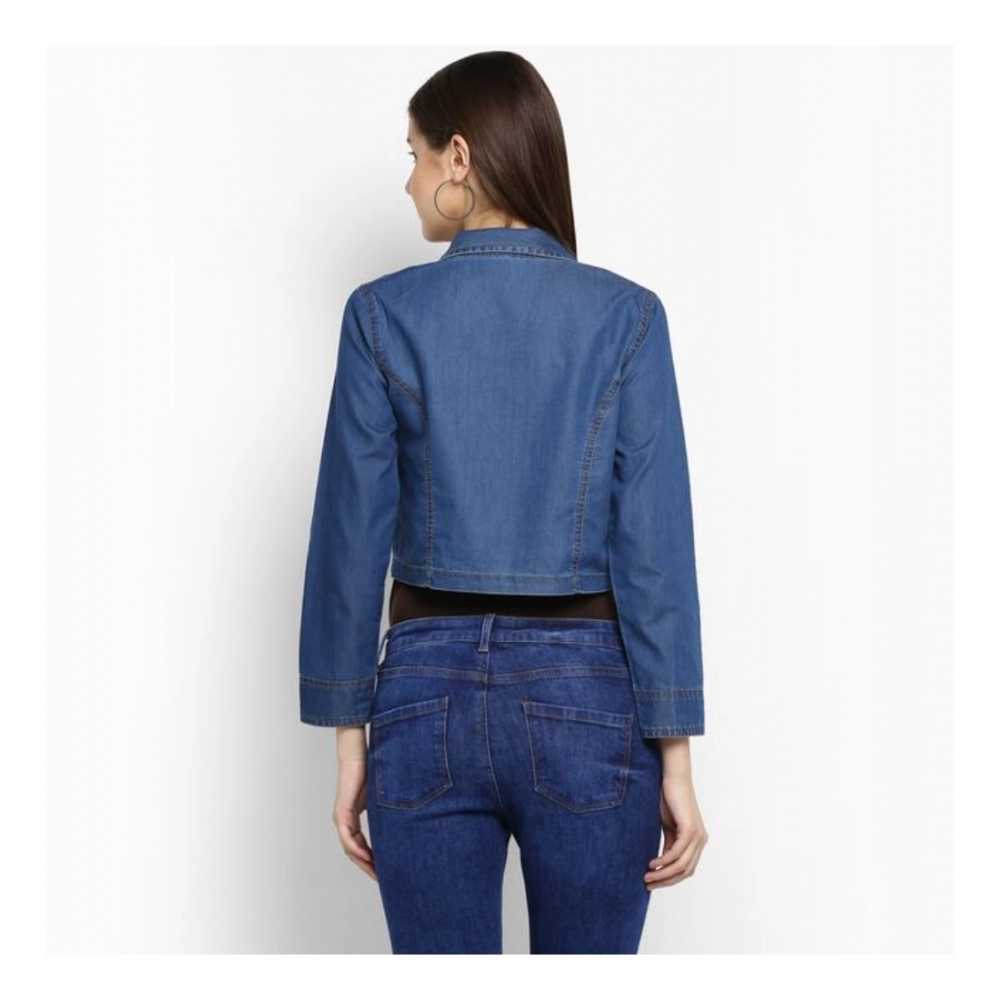 Generic Women's Denim Pleated 3-4th Sleeves Shrug (Blue) - Image 7
