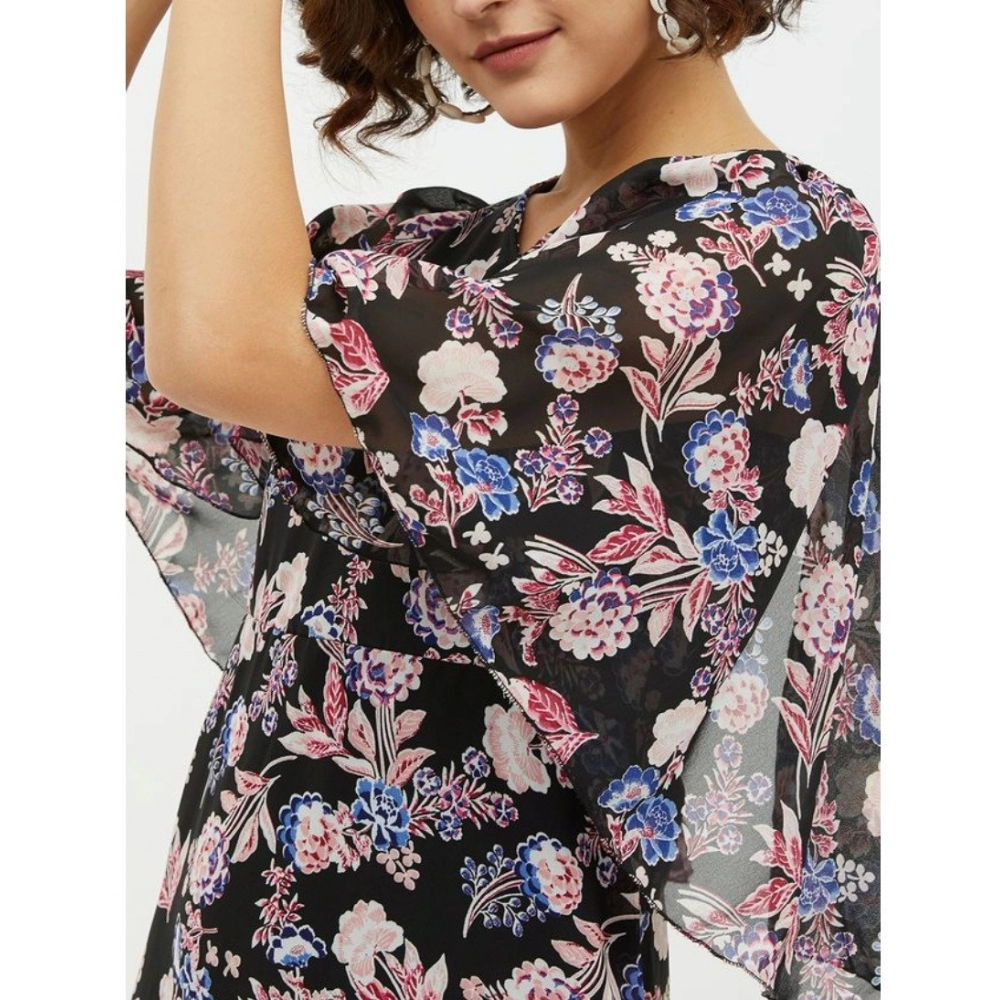 Generic Women's Polyester Chain Print Cap Sleeve Calf-length Dress (Multicolor) - Image 2