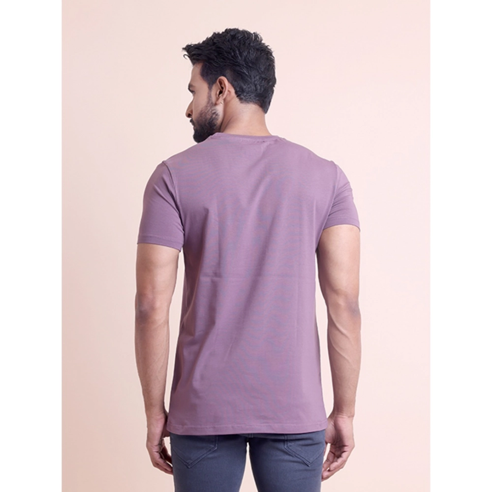 Generic Men's Casual Cotton Solid Half Sleeve Round Neck T-Shirt (Berry) - Image 3