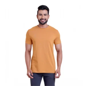 Generic Men's Casual Cotton Solid Half Sleeve Round Neck T-Shirt (Brown)