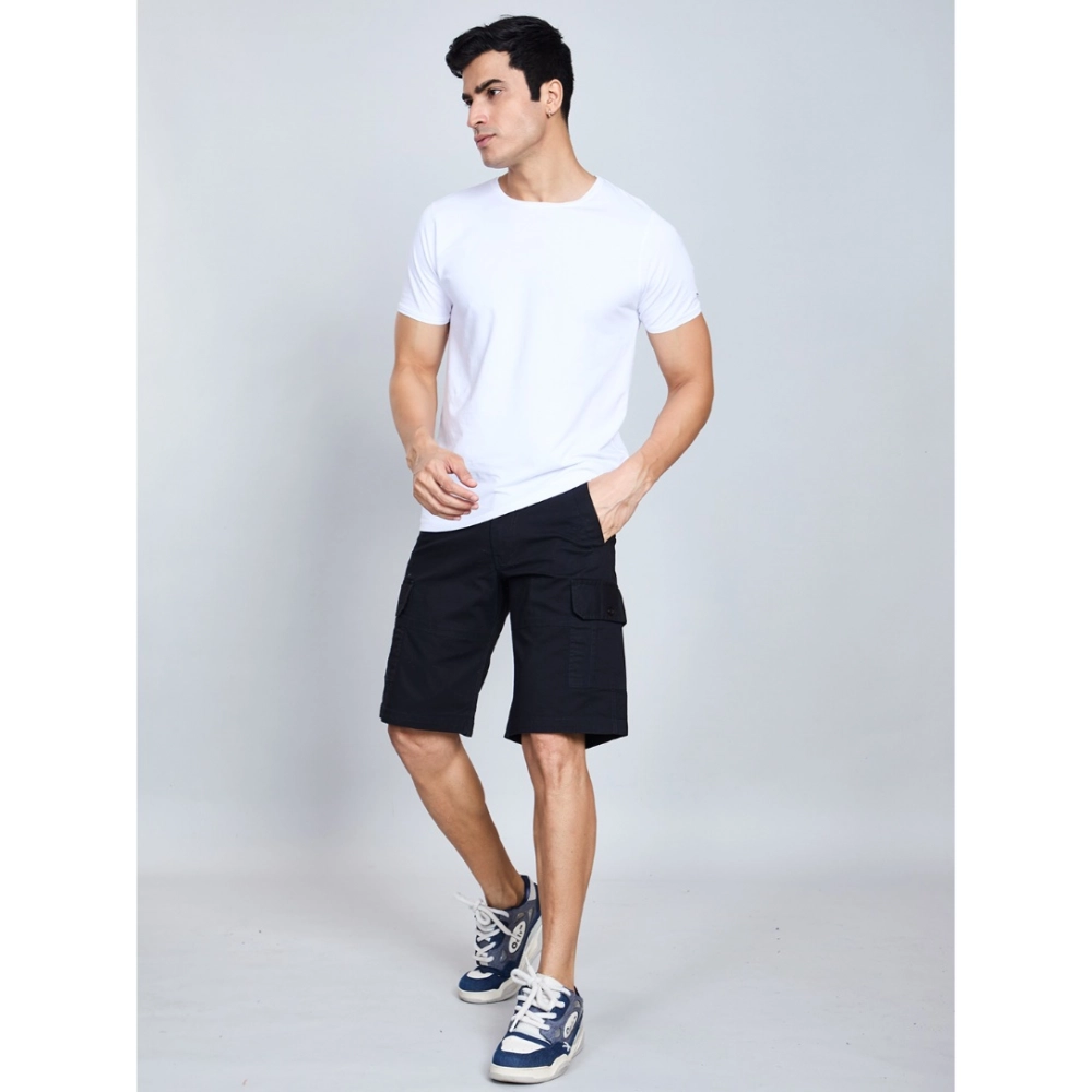 Generic Men's Casual Cotton Solid Knee Length Cargo Shorts (Black) - Image 5