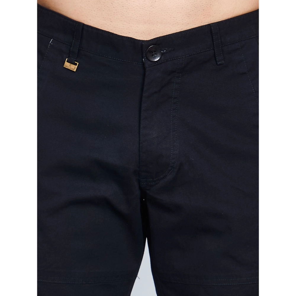 Generic Men's Casual Cotton Solid Knee Length Cargo Shorts (Black) - Image 4