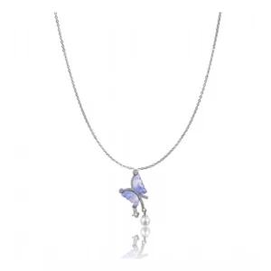 Generic Women's Stainless Steel Butterfly Dailywear Pendent Delicate Chain (Silver Plated)