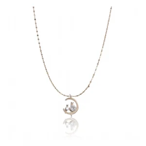 Generic Women's Stainless Steel Moon Pendent Delicate Chain (Gold Plated)